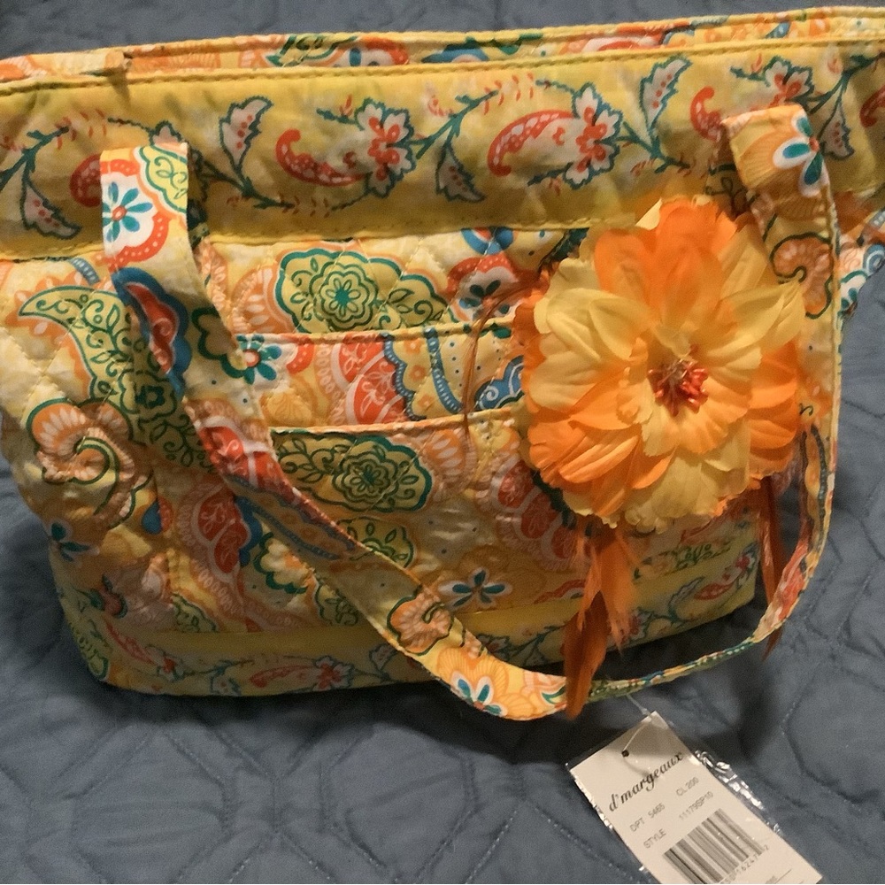 NWT D’Margeaux Yellow Floral Print Handbag
